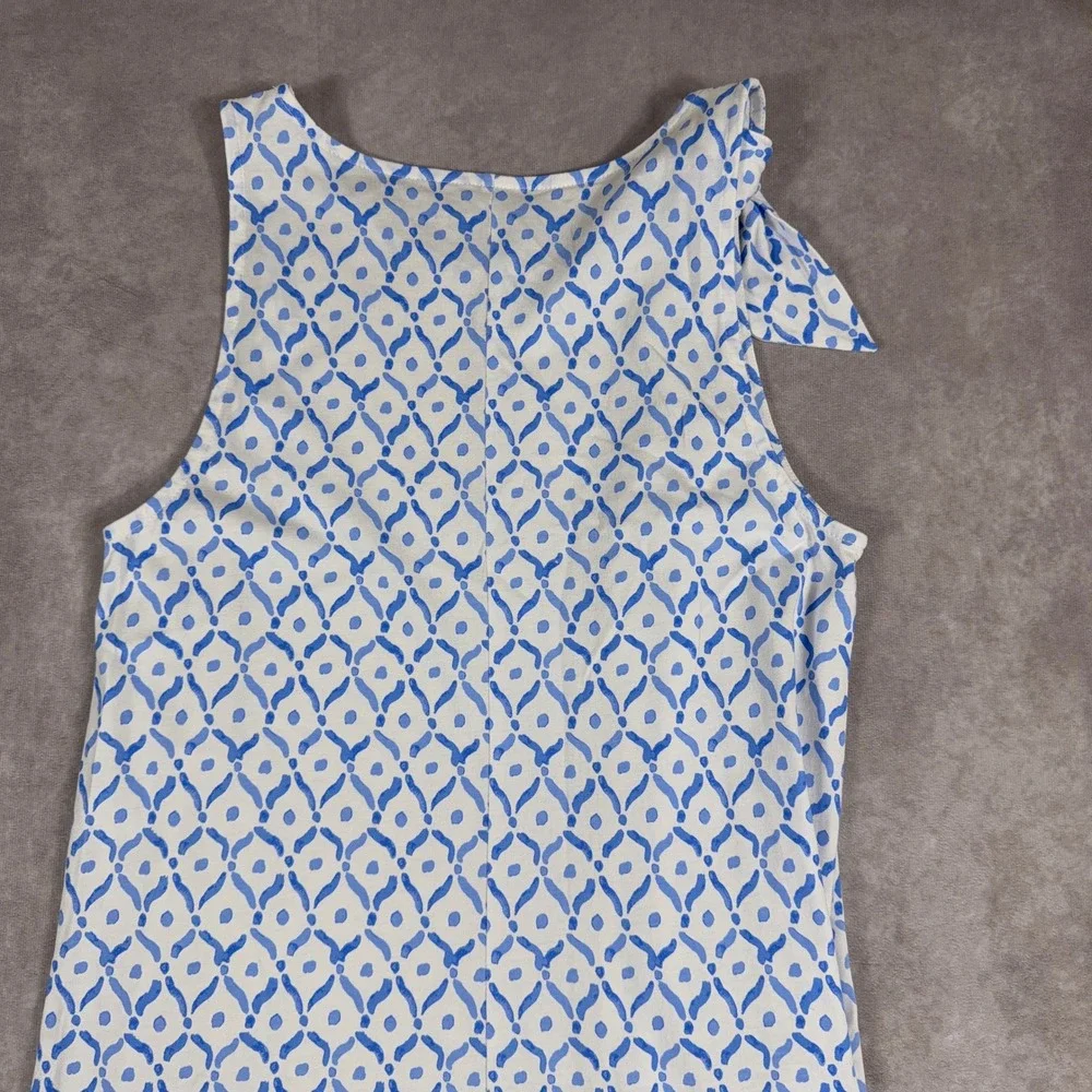 Lilly Pulitzer Pima Cotton Shift Dress Coral Mosaic Blue White Size S Sleeveless